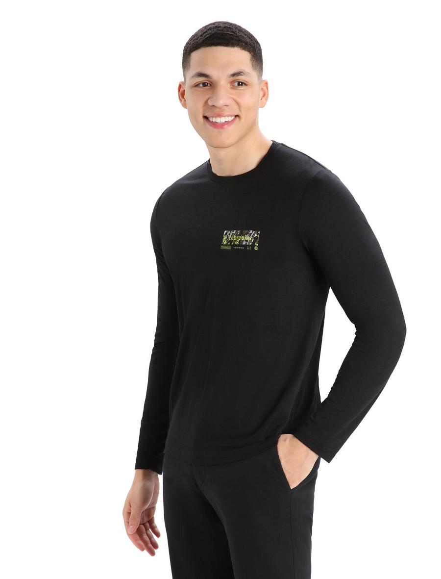 Long Sleeve Icebreaker Merino Tech Lite II T-Shirt Summit Tread Męskie Czarne | PL 1710CTVE